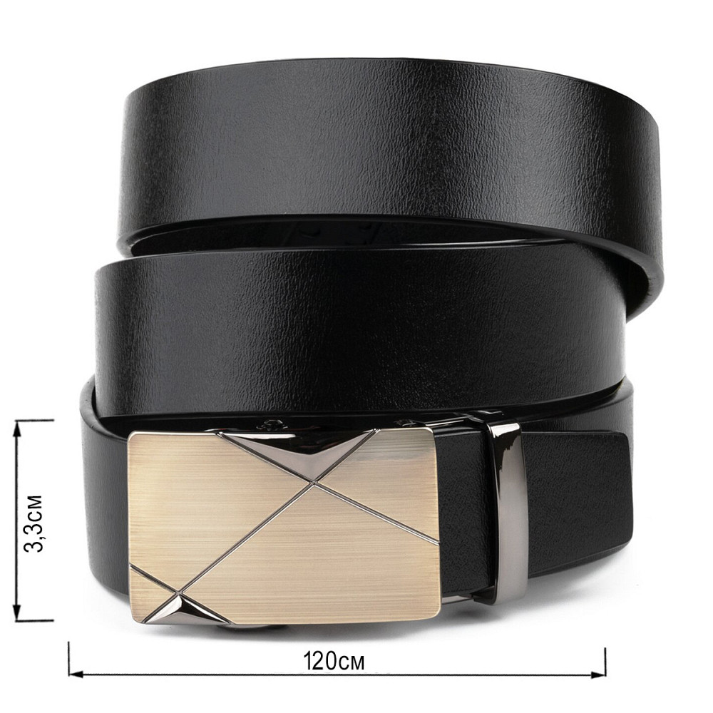 Ремінь чоловічий з пряжкою автомат діагональ Чорний (Vintage) Київ - фото 7