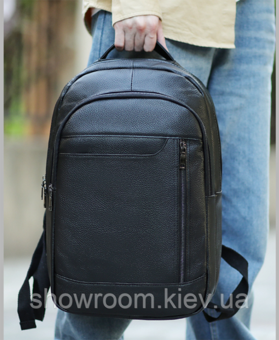 Чорний чоловічий шкіряний рюкзак Leather Collection (9921) Київ - фото 1