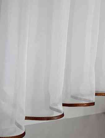 Кухонний комплект VR-Textil № 058к шторки і тюль з ламбрекеном коричневий з білим 270х170 см (50-678) Київ