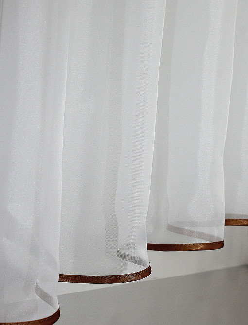 Кухонний комплект VR-Textil № 058к шторки і тюль з ламбрекеном коричневий з білим 270х170 см (50-678) Київ - фото 5