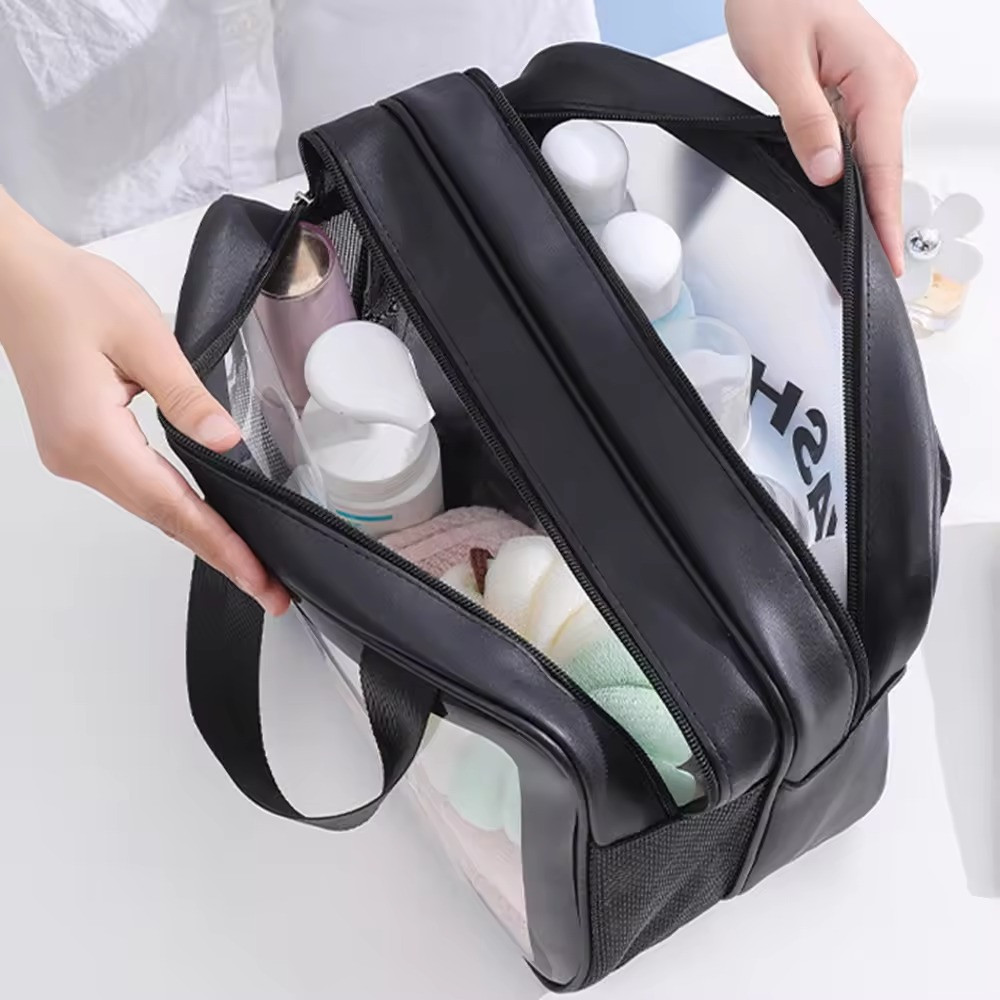 Косметичка в ванную комнату на 2 отделения для сухих и влажных вещей, черная Каменец-Подольский - изображение 6