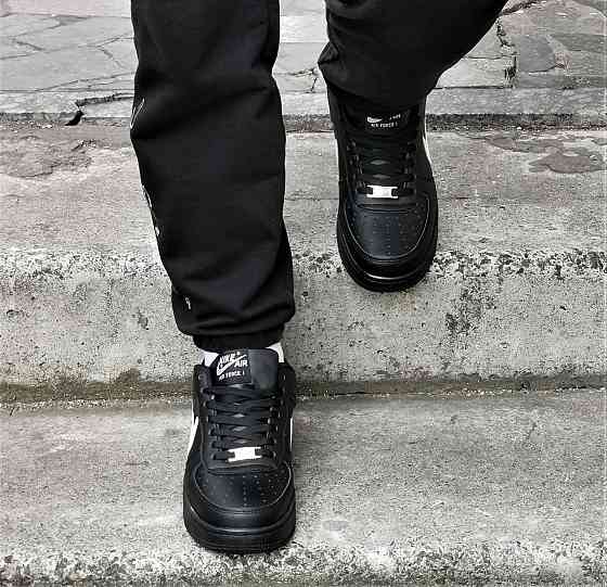 Кроссовки Nike Force Черные Мужские Кожаные Найк Форсы (размеры: 41,42,43,44,45) Видео Обзор Днепр