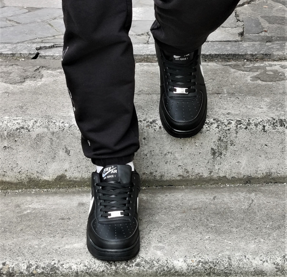 Кроссовки Nike Force Черные Мужские Кожаные Найк Форсы (размеры: 41,42,43,44,45) Видео Обзор Днепр - изображение 2