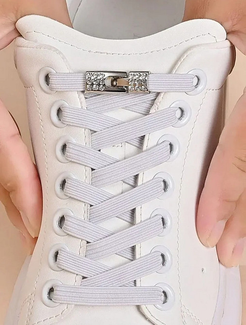 Шнурки эластичные без завязок с металлической застежкой со стразами Смела - изображение 8