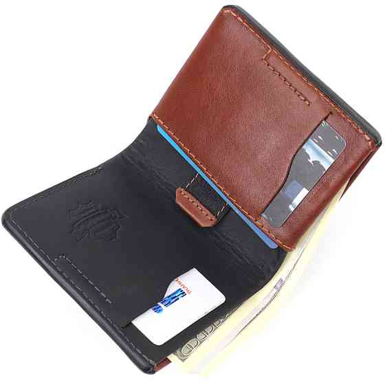 Чудовий шкіряний чоловічий гаманець Grande Pelle 11425 Коричневий Київ