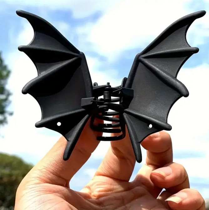 Заколка для волос “Летучая мышь”, черная шпилька-клипса с крыльями Киев - изображение 4