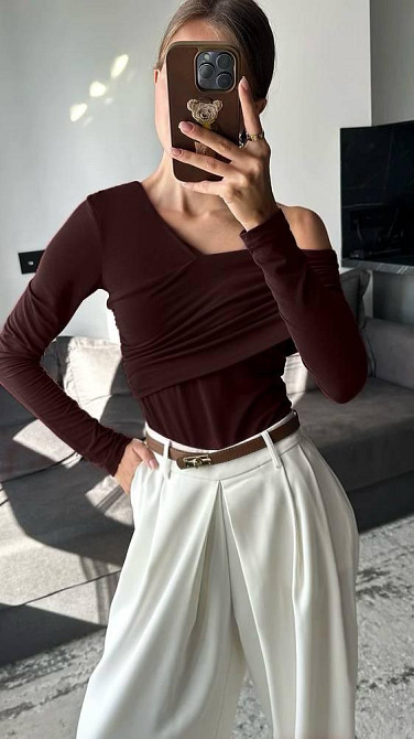 Жіночий боді з асиметричним вирізом на одне плече трикотаж Одеса - фото 1