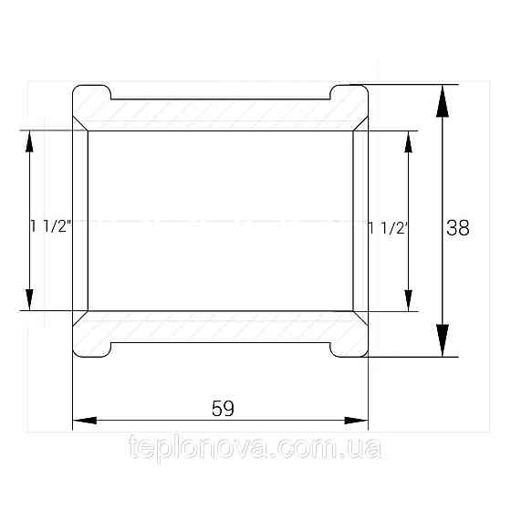 Муфта латунная 1 1/2″ВР х 1 1/2″ВР штампованная восьмигранная А0355А VA Черновцы