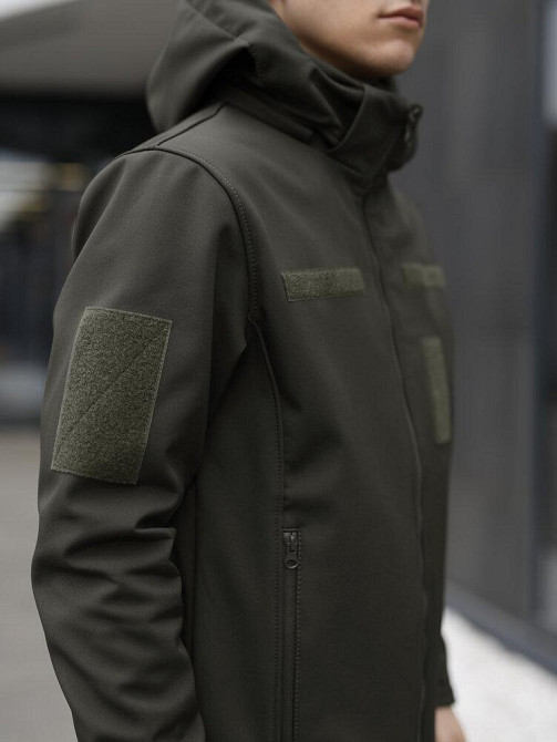 Тактическая мужская куртка софтшел хаки Pobedov Shadow V2 с липучками Киев - изображение 6