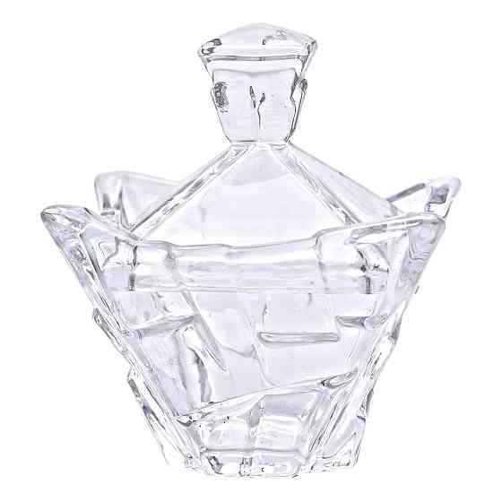 Квадратная стеклянная сахарница с крышкой 10 см Киев