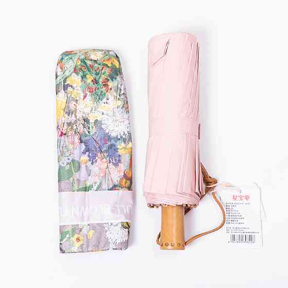 Yiwu Парасолька механічна з принтом надійна з поліестеру діаметр 99 см Рожева HP-23-3M Коломыя