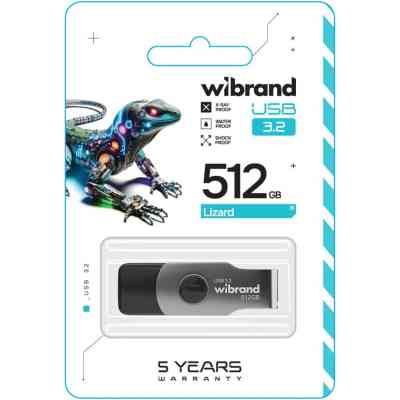 USB флеш накопитель Wibrand 512GB Lizard Black USB 3.2 (WI3.2/LI512P9B) Винница