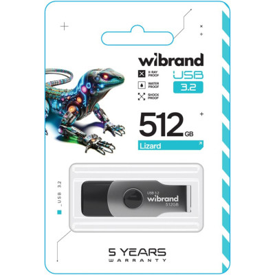 USB флеш накопитель Wibrand 512GB Lizard Black USB 3.2 (WI3.2/LI512P9B) Винница - изображение 3