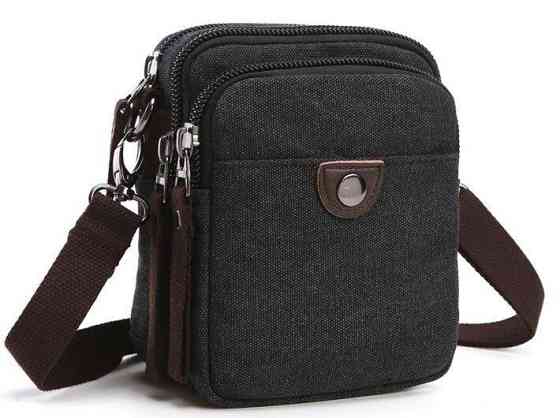 Барсетка текстильная на пояс Vintage 20082 Черная Киев