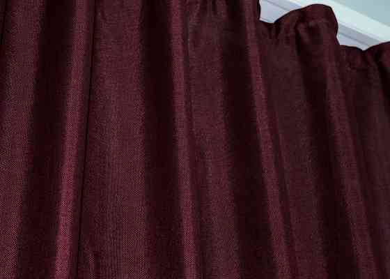 Комплект готових штор VR-Textil Льон Мішковина № 112ш Бордовий 100х280 см 2 шт (31-513) Київ