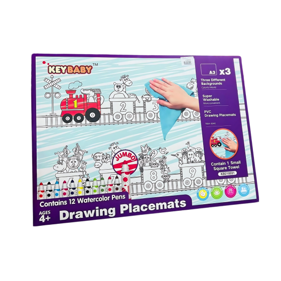 Набор для рисования, детские раскраски Keybaby, 3шт формат А3 с 12 маркерами и салфеткой для очистки, Purple Каменец-Подольский