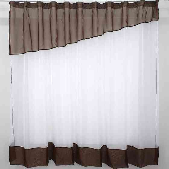 Кухонная занавеска VR-Textil № 047к белый с венге 270х170 см (50-872) Киев