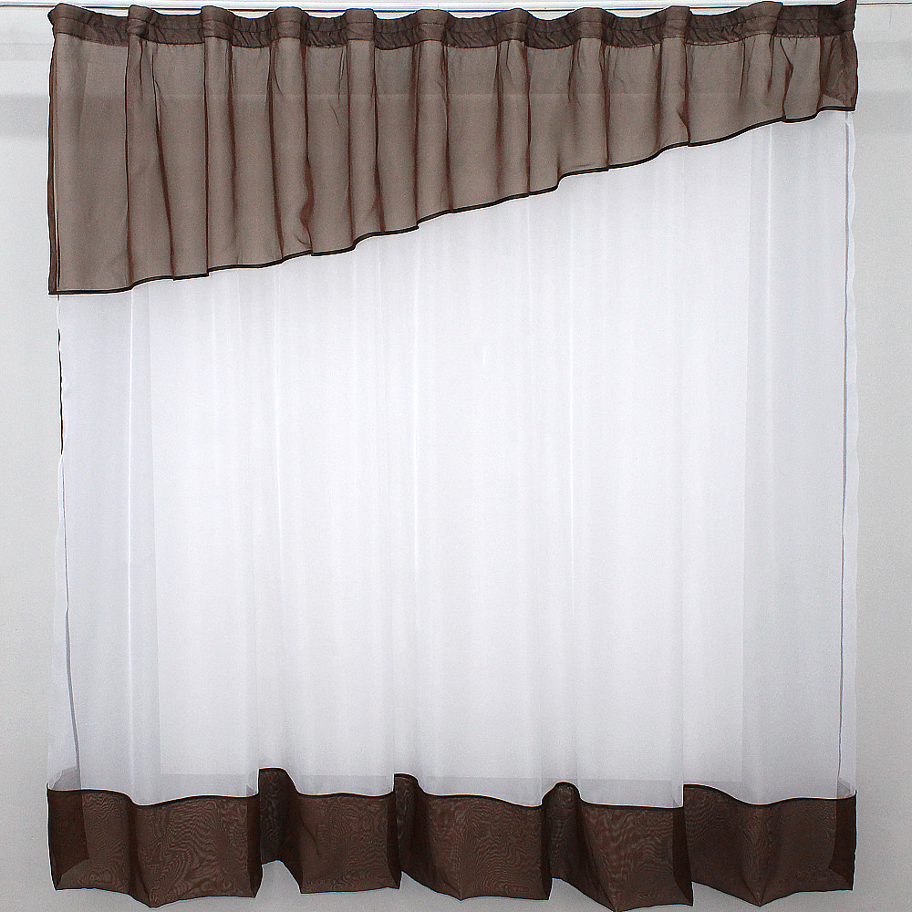 Кухонная занавеска VR-Textil № 047к белый с венге 270х170 см (50-872) Киев - изображение 1