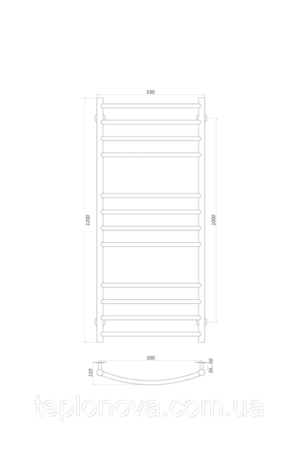 Полотенцесушитель Нержавейка UNIO 1200x530-12 Лесенка Дуга Елит Черновцы - изображение 3
