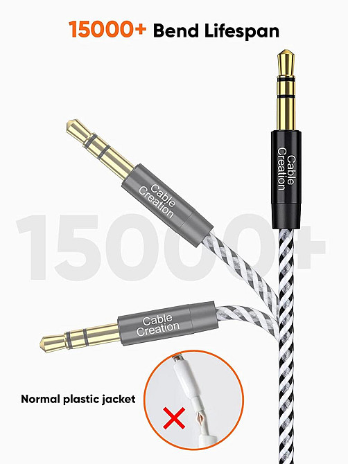Подовжувач AUX CableCreation 3.5mm (Male to Female) 1м — Преміальний стерео аудіокабель у нейлоновому обплетенні для навушників Київ - фото 7