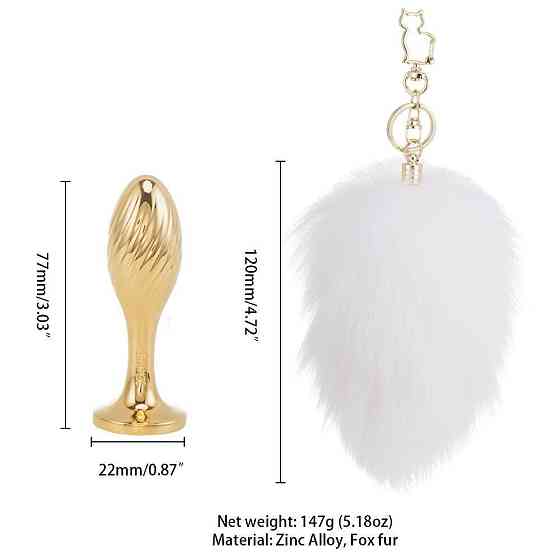 Металева анальна пробка Крихітний хвіст LOCKINK SEVANDA White Bunny-Tail Anal Pear-shape Plug Sex Aura Київ
