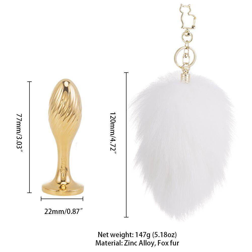 Металева анальна пробка Крихітний хвіст LOCKINK SEVANDA White Bunny-Tail Anal Pear-shape Plug Sex Aura Київ - фото 6
