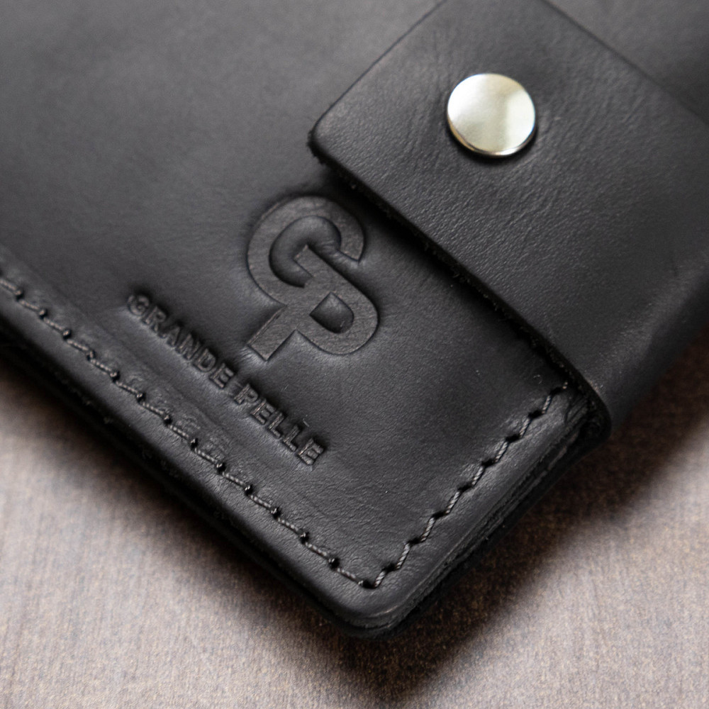 Небольшое мужское портмоне GRANDE PELLE 11566 Черный Киев - изображение 8