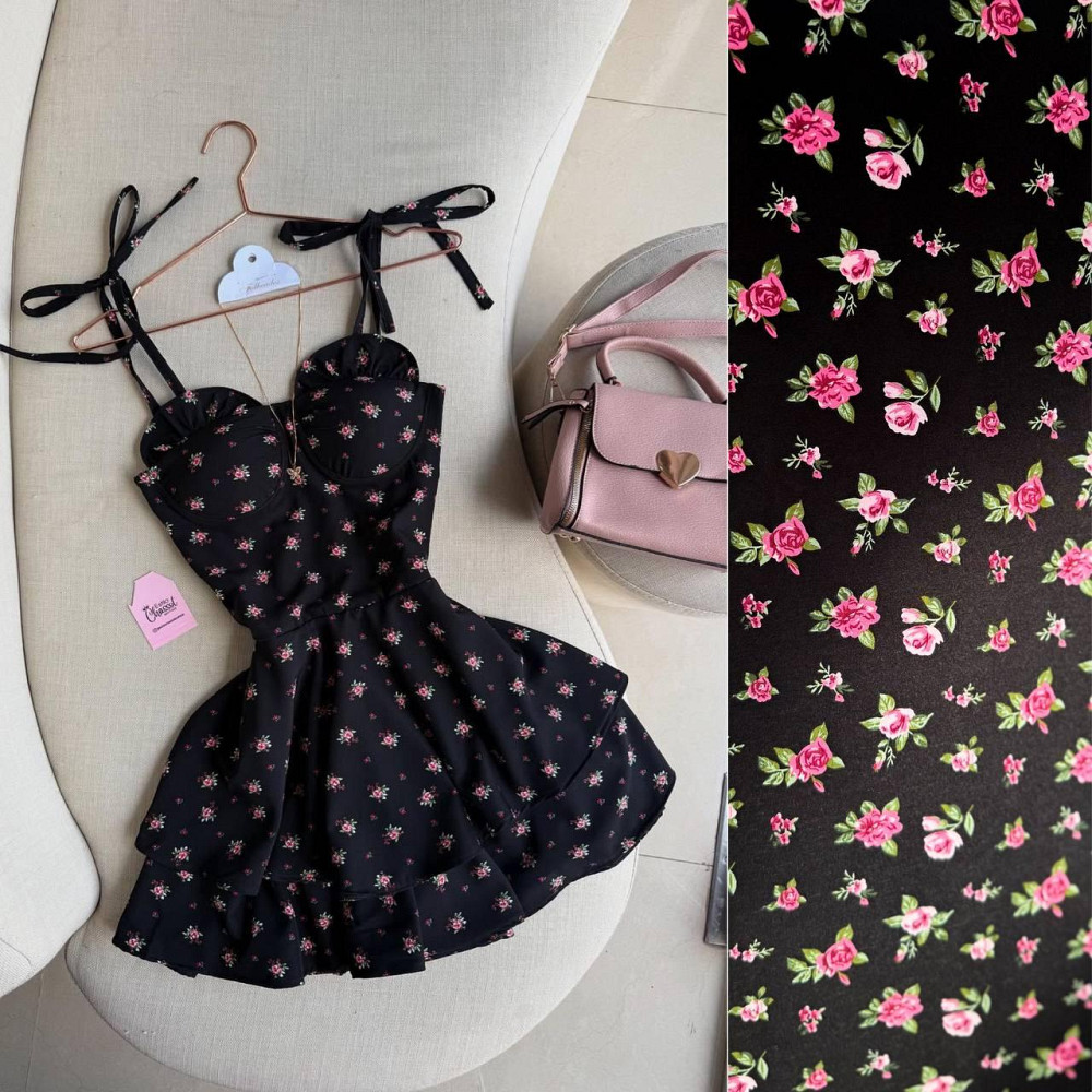 Жіноча стильна романтична літня мініплаття софт принт Чорний, 46/48 Одеса - фото 1