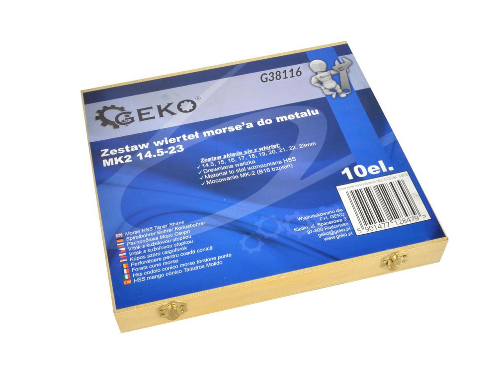 Свердла металу конус B16-MK2 "GEKO" [комплект 10шт] HSS 14,5-23,0мм в дерев'яному кейсі Київ - фото 3