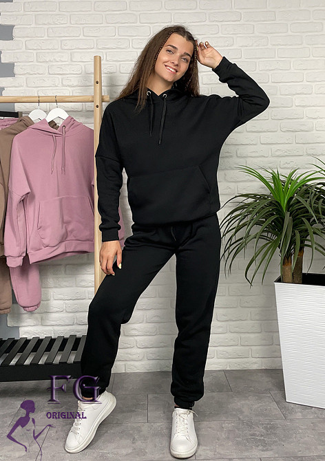 Жіночий утеплений костюм спортивний "WhyNot" оптом I Норма і батал Чорний, 46-48 Київ - фото 4