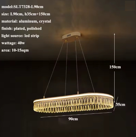 Люстра светодиодная потолочная Хрустальный круг PJ915 (Золотистый) 90х35 см Киев - изображение 4