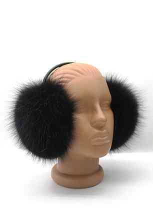 Хутряні навушники песцові Чорний Харків