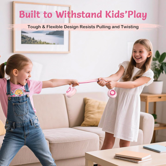 Бездротові навушники TONOSHARK Kids HB03N, Bluetooth 5.3, 60 годин, ANC, 32 Ом, 3,5 мм, чохол, рожеві Київ