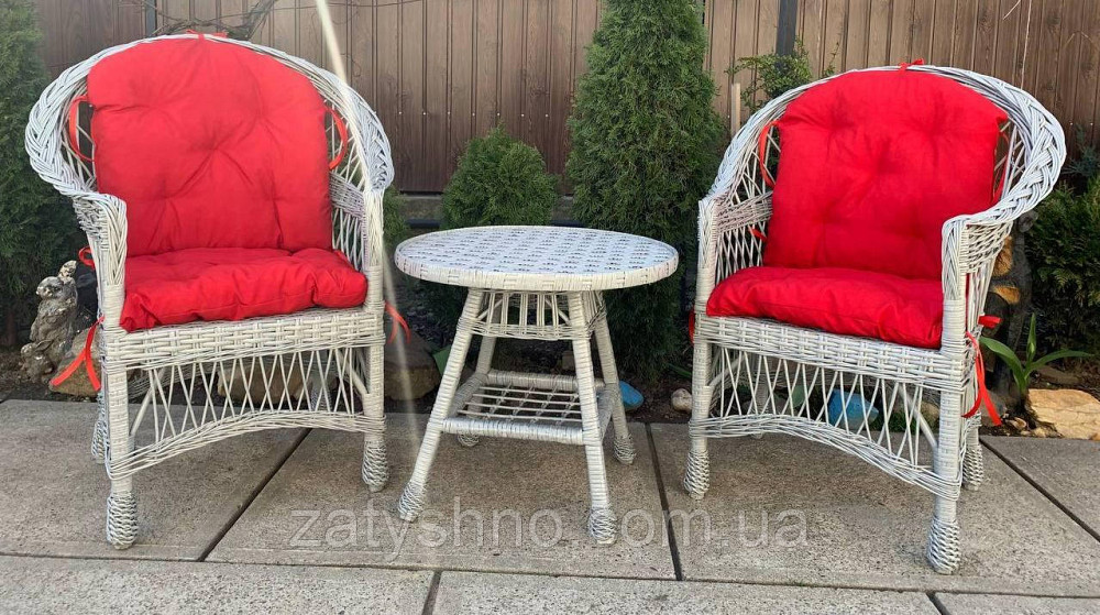 Серая  мебель из лозы с красными  накидками Киев - изображение 2