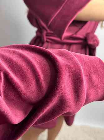 Халат жіночий плюш велюр під пояс Бордовий L Харків