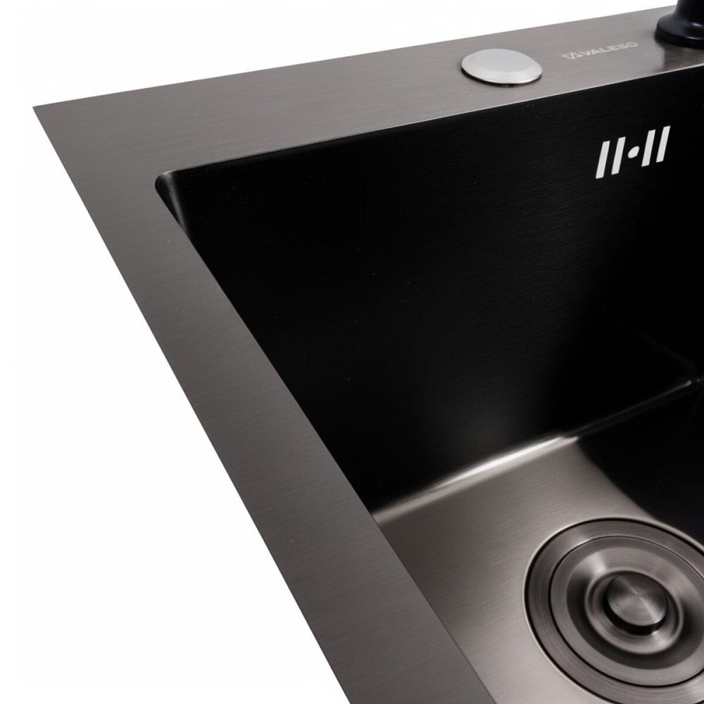 VALESO Комплект: Кухонна мийка VALESO Handmade 40*50 PVD чорна (3.0/0.8) + Змішувач VALESO BG77 Коломыя - изображение 5