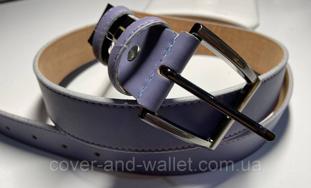 Стильний жіночий ремінь фіолетового кольору з натуральної шкіри 35мм PS Leather Київ - фото 7