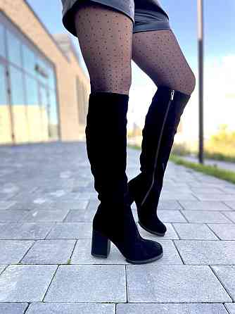 Valiente Чоботи жіночі VALIENTE чорні замша натуральна висота 41см обхват 35-38см каблук 8см (2 Коломия