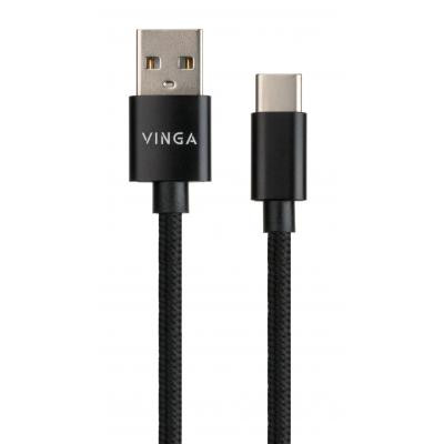 Дата кабель USB 2.0 AM to Type-C 1m nylon black Vinga (VCPDCTCNB1BK) Винница - изображение 2