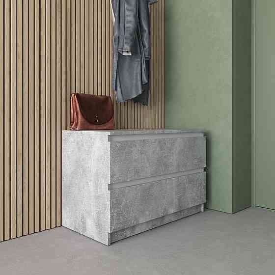 Комод VAYS R-19 Бетон-Білі планки, 2 шухляди без ручок, ЛДСП, 80×40×53 см - для передпокою, спальні, вітальні Львів