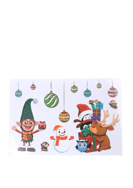 Новорічна наклейка на вікно Melinera 33 на 22 см різнобарвний Київ - фото 4