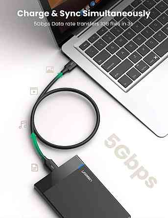 Кабель UGREEN US130 USB 3.0 A Male to Micro USB 3.0 Male Cable 0.5m (Black)(UGR-10840) (UGR-10840) Киев