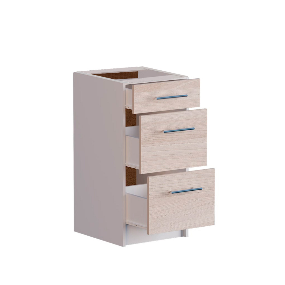 Кухонный модуль на 3 ящика Эверест Эко 400 ясень шимо светлый/белый (без столешницы) 40х46х82 см (DTM-2784) Львов - изображение 2