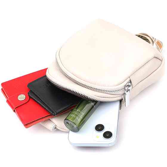 Сумка-слинг из натуральной кожи для женщин Vintage 22936 Белый Киев