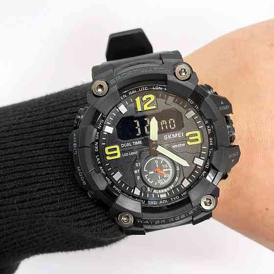 Часы спортивные спорт SKMEI 1965BK BLACK, Тактические часы для зсу для походов RM-73 Львов