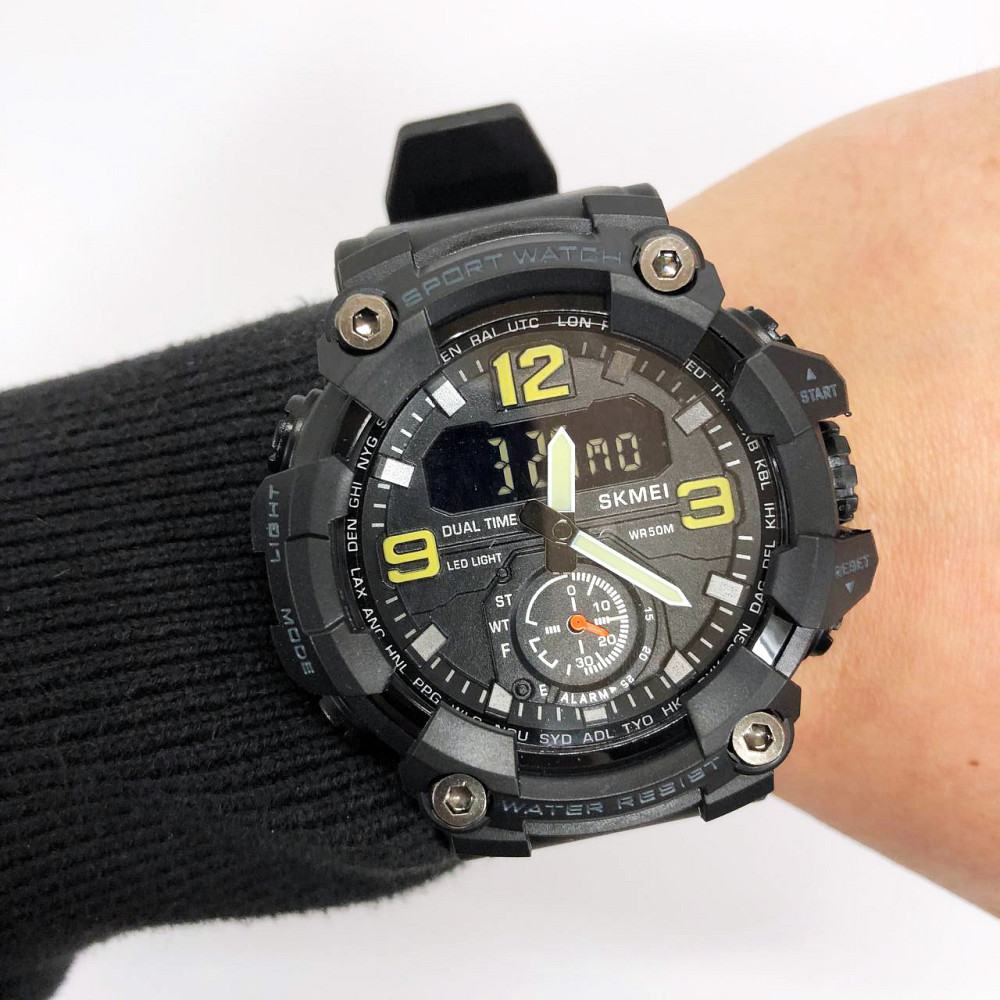 Часы спортивные спорт SKMEI 1965BK BLACK, Тактические часы для зсу для походов RM-73 Львов - изображение 1