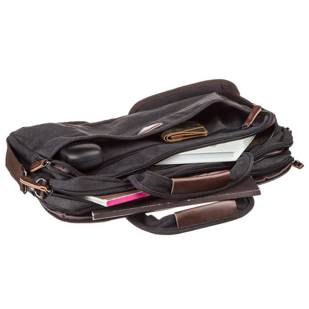 Сумка текстильна для ноутбука Vintage 20182 Чорна Київ - фото 6