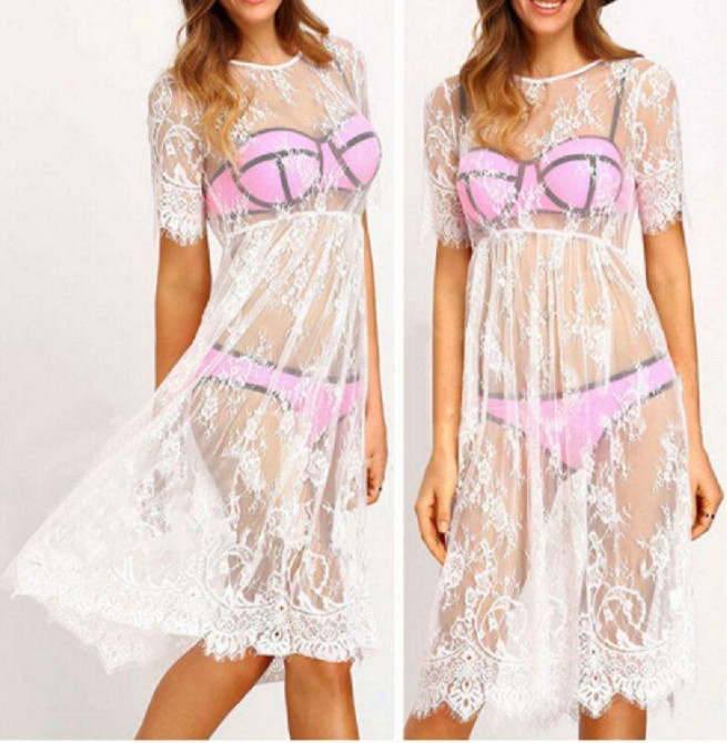 Накидка для пляжу із мережива білий Київ - фото 2