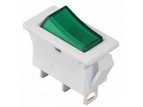 Перемикач 1 клав. зелений з підсвічуванням KCD3-101N-13 GR/WH 220V ТМ АСКО Київ