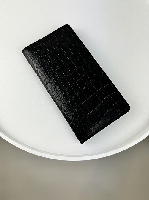 Мужской кожаный портмоне с тиснением под крокодила SR019 (Черный) Сумы - изображение 1